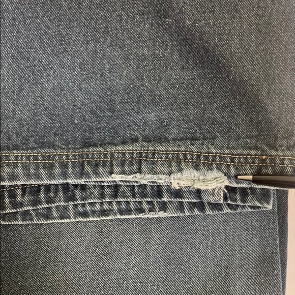 Mens Carpenter Jeans 42x32 Dtek Denim Straight Leg Medium Blue Wash - Picture 8 of 9